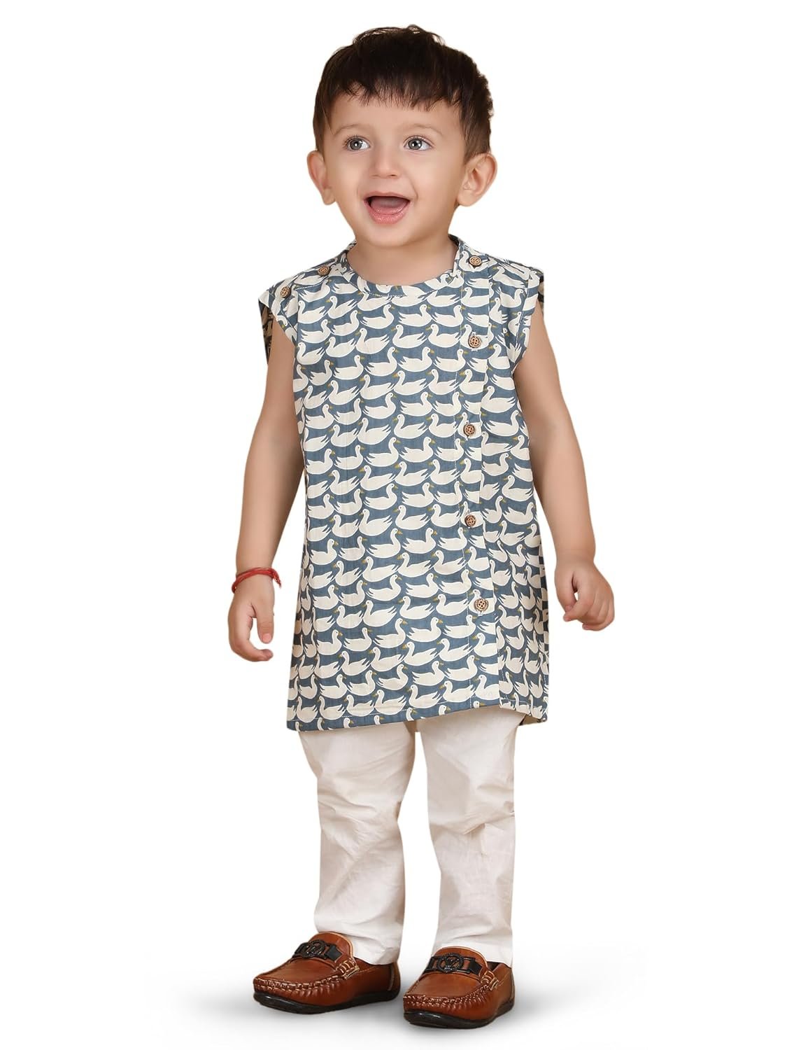 POLKA TOTS Baby Jhabla & Pant Set | 100% Cotton | Sleeveless Printed Top + Soft Bottom | Unisex Outfit for New Born, & Toddlers