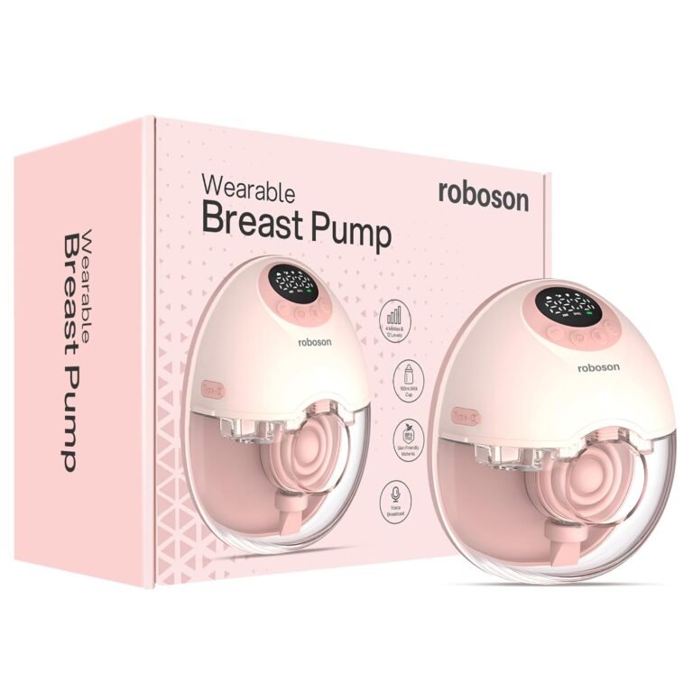 Roboson Wearable Electric Breast Pump for Feeding Mothers, Portable & Rechargeable Electrical Automatic Milk Pump with 4 Modes & 12 Levels, 1200mAh Battery, Portable & Cordless with Type C Charging, FDA Approved, Includes 17mm, 19mm, 21mm flange with 24mm Breast Shield, Patented Diaphragm Case Technology, Automatic Milk Level Detection, Voice Broadcast, Smart LED Display, 160ml BPA-Free Milk Cup, Ultra Quiet & Compact (1 Year Warranty)