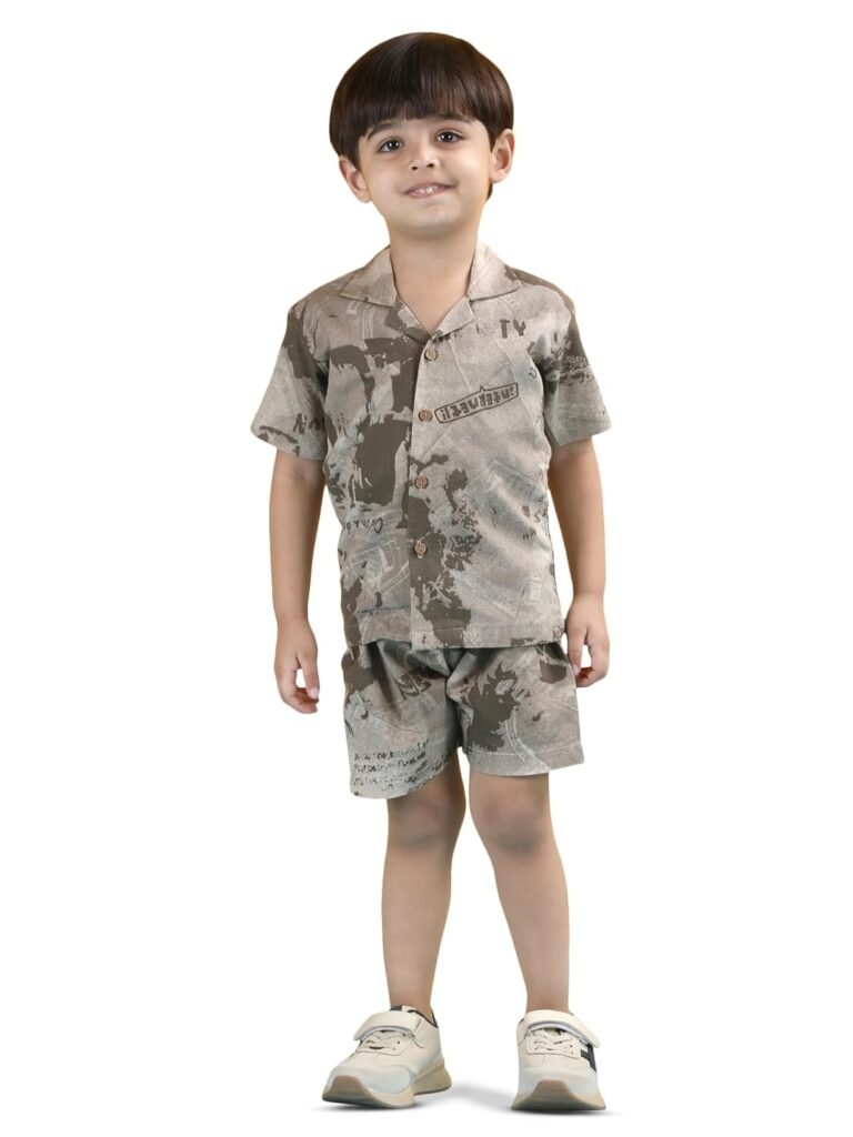 POLKA TOTS Premium Cotton Co-Ord Clothing Set For Boys | Ultra-soft Half Sleeve Shirt & Shorts Combo for Kids Boys | Comfortable Casual – Beach Outfit for Baby Boys & Toddler | Kids Clothes for Boys