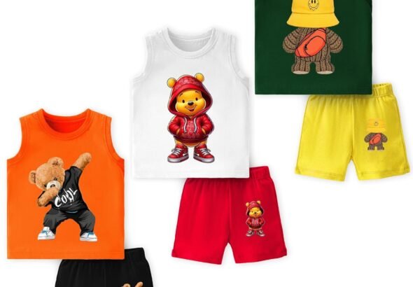 Baby Cotton Clothing Set | Sleeveless T-Shirt & Shorts Combo | Summer Wear for Boys & Girls | Soft Breathable Fabric | Multicolor Pack of 3