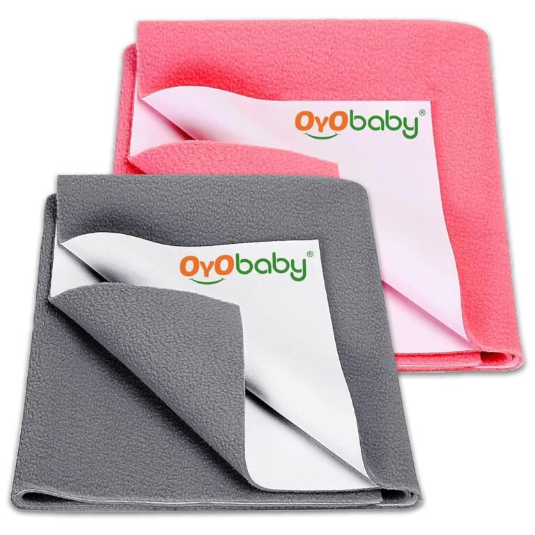 OYO BABY Extra Absorbent Waterproof Baby Dry Sheet | Quick Dry Sheet for New Born Baby Bed Protector, Soft & Breathable Rubber Sheet for Bed (Grey + Salmon Rose, Small Combo 2)