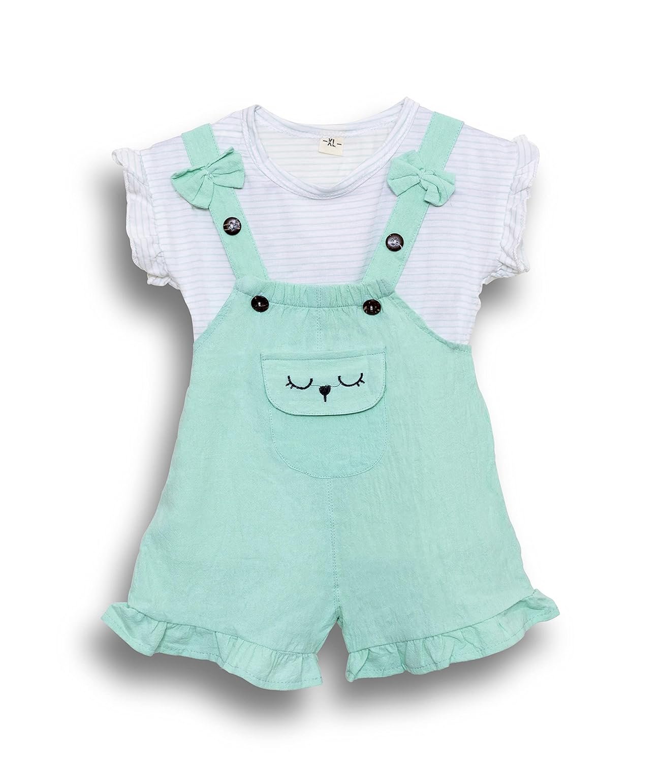 Bold N Elegant Blended Tide Edition Han Summer Suits Cartoon 2 Pc Suspender Dungaree Baby Boy’s Girl Clothing Tshirt Shorts For Little Kids