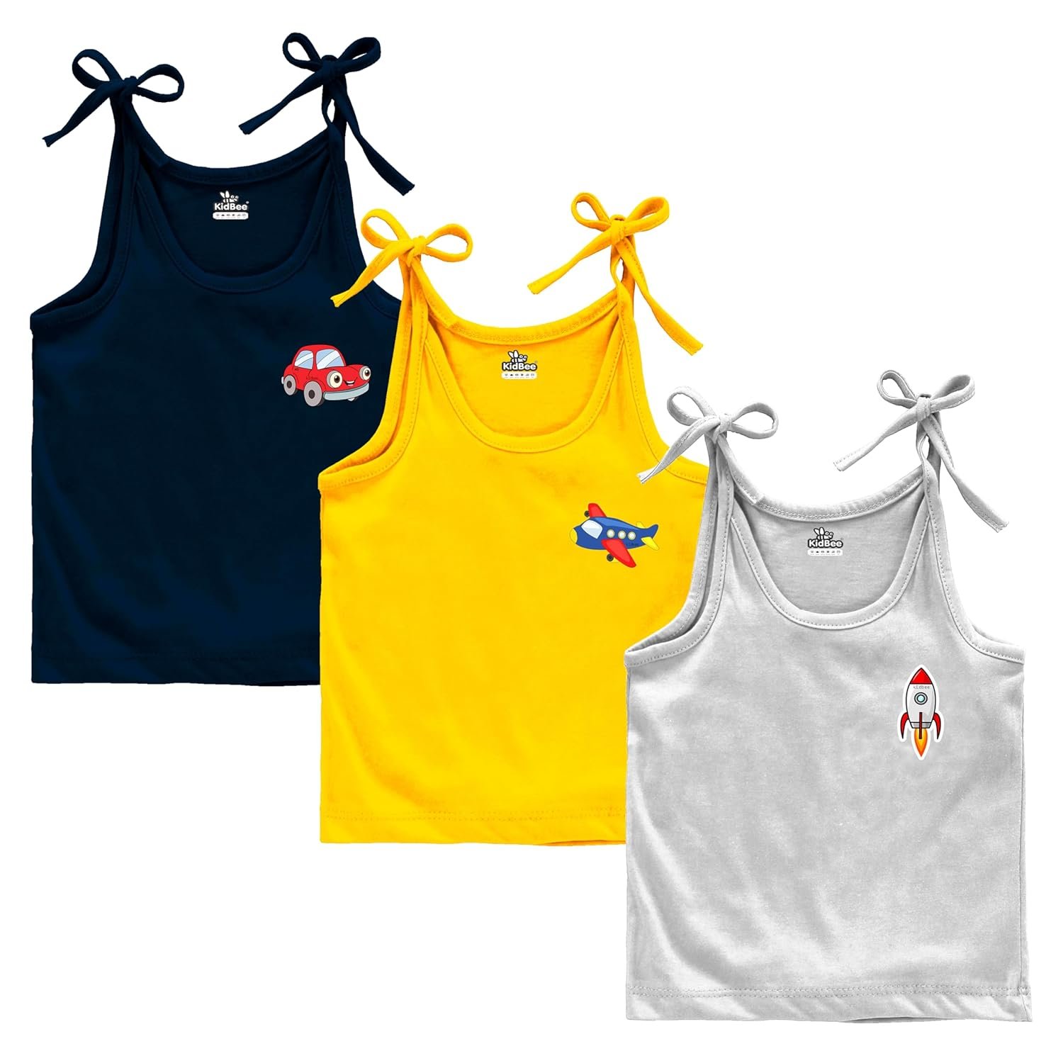 Kidbee Baby Boy’s & Girl’s Tie-Up Cotton Jhabla/Vest/Shirt/Jabla (Set of 3)