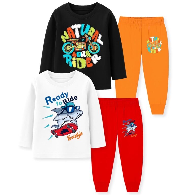 Kids Clothing Set | Regular Fit T-Shirt & Pyjama Combo | Soft Cotton Nightwear & Casual Wear | Multicolor | Boys & Girls (2–6 Years)