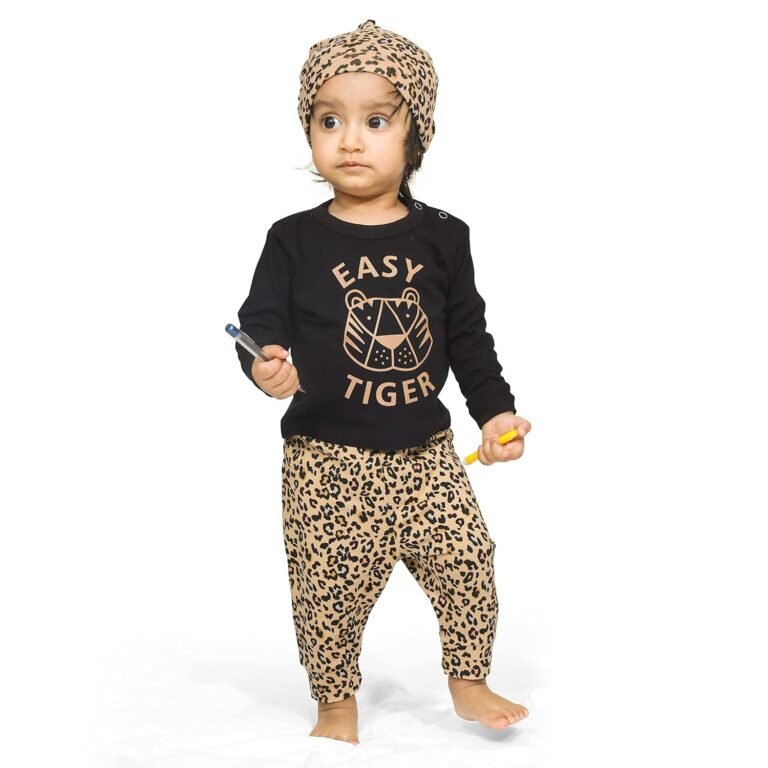 Real Basics Cotton Clothing Sets for Boys & girls – Unisex Clothing sets Full Sleeve T-shirt Pant & Cap