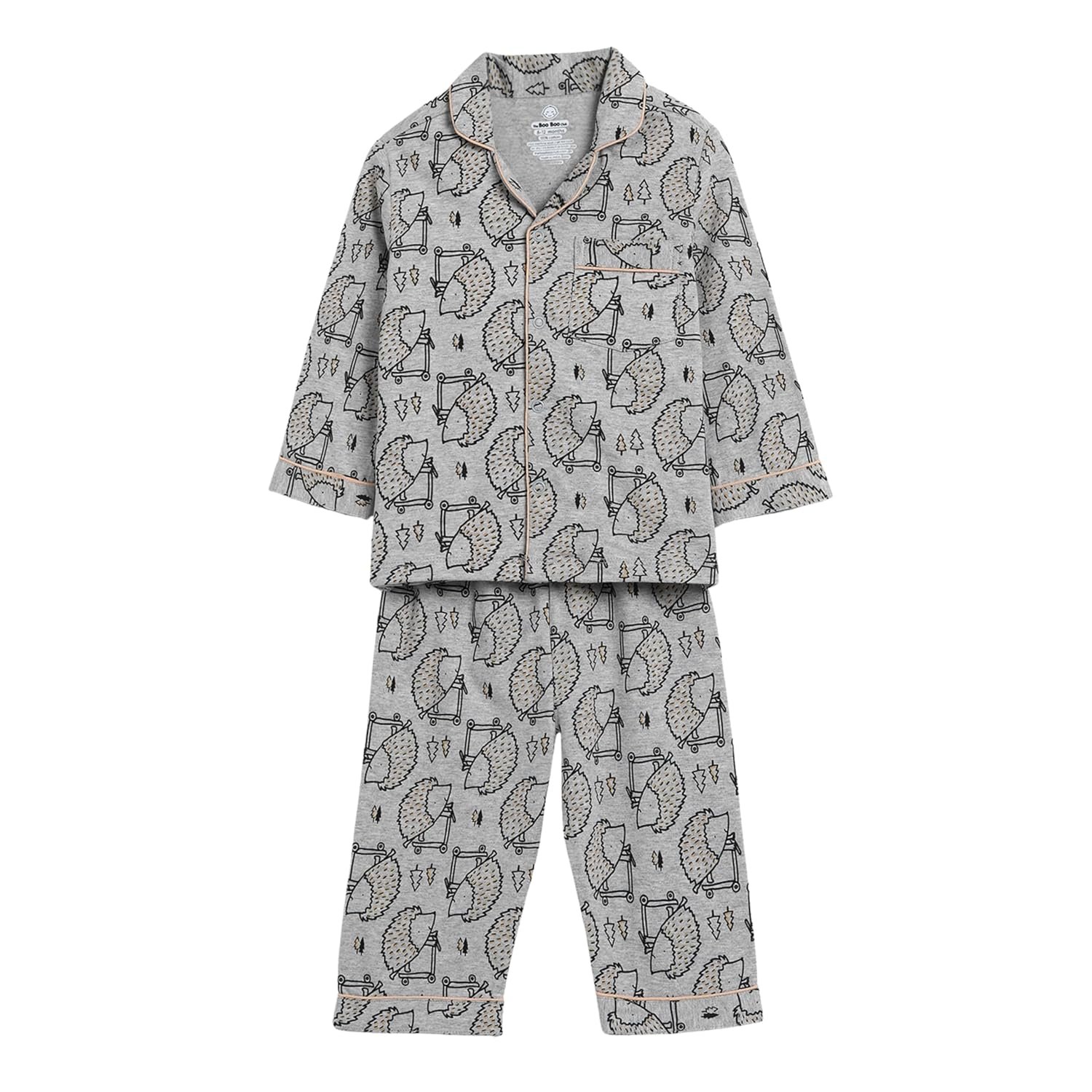 The Boo Boo Club Pure Cotton Knit Printed Night Suit for Baby | Sleepwear for Babies | Winter Pajama Set for Kids | Night wear for Baby | Cotton Night Suit