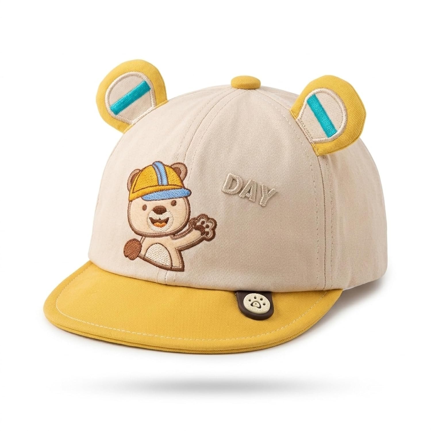 Cute Baby Cap with Bear Ears for Boys & Girls | Soft Cotton Toddler Hat | Adjustable Infant Sun Cap|Cartoon Bear Embroidered Kids Cap | Summer Baby Hat for Toddler & Kids