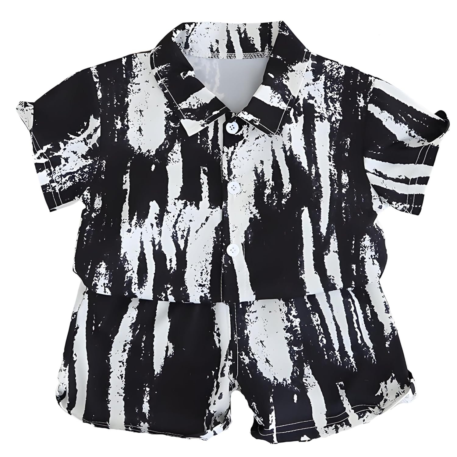 Googo Gaaga Cotton Printed Shirt with Printed Shorts — Clothing Set for Baby Boys | Toddlers | Half Sleeves | Classy Printed | Shirt Collar Neck | Dress for Kids