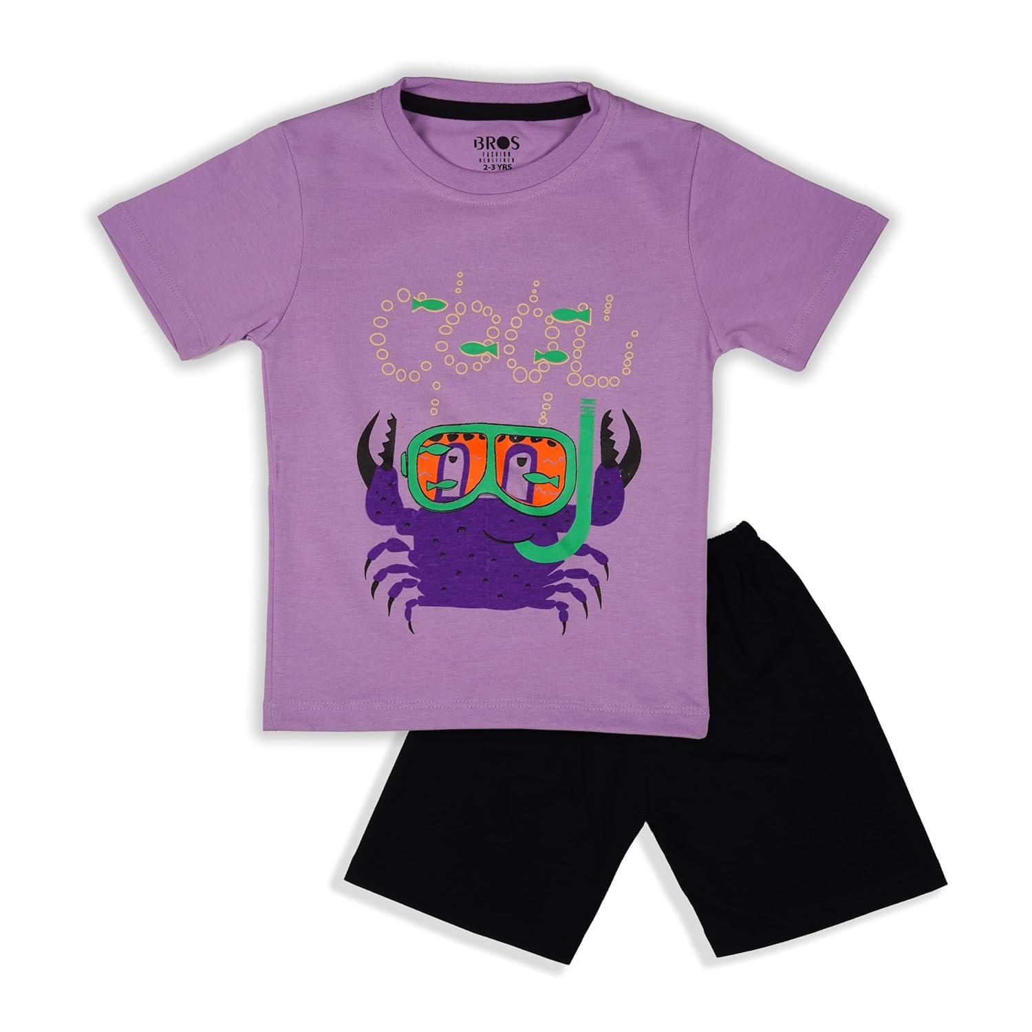 3BROS Boys & Girls Cotton Printed Round Neck Half Sleeve T-shirt & Short Latest Summer Clothing Sets