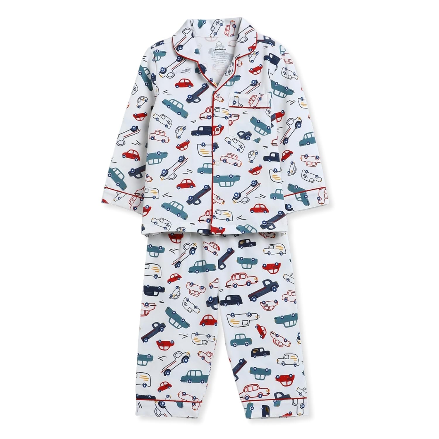 The Boo Boo Club Pure Cotton Knit Printed Night Suit for Baby | Sleepwear for Babies | Winter Pajama Set for Kids | Night wear for Baby | Cotton Night Suit