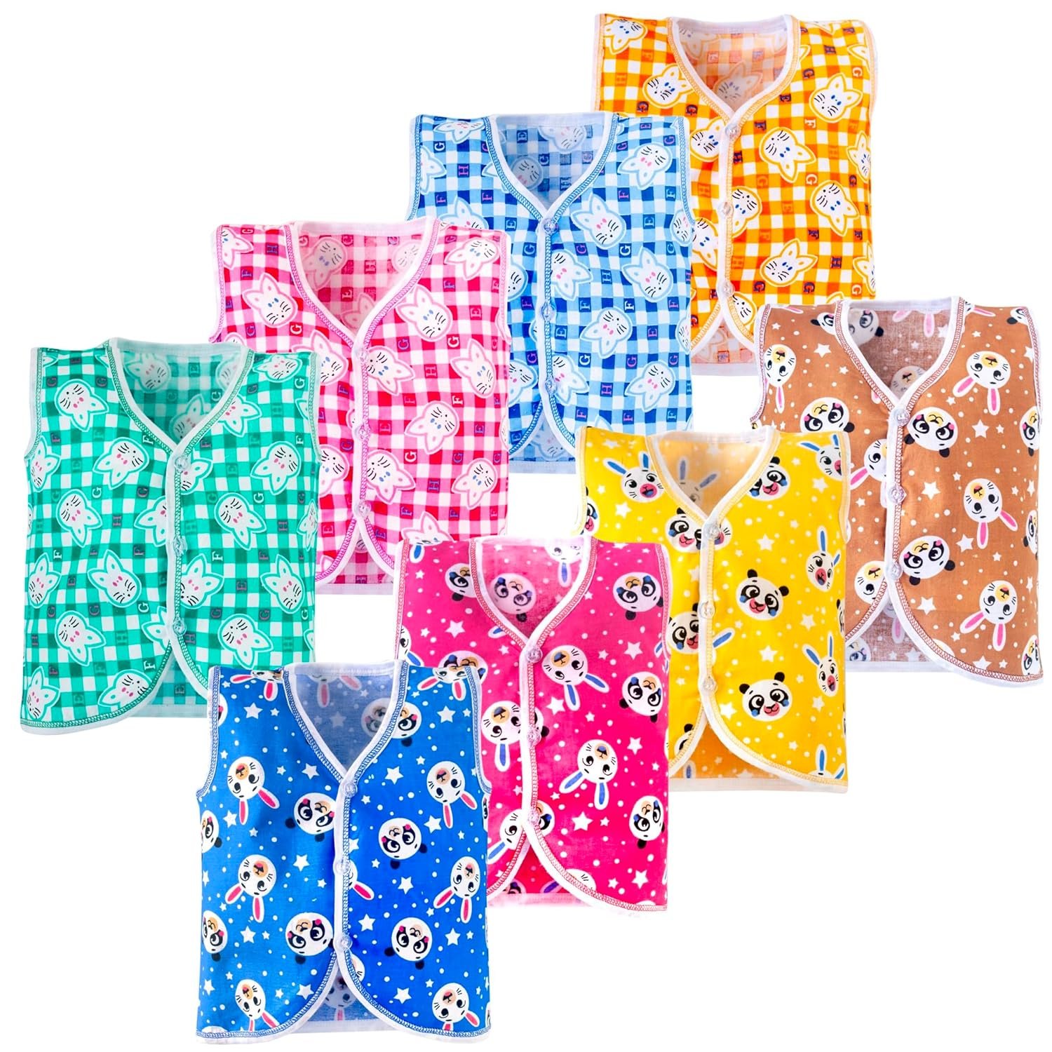 New Born Baby Clothes Set 0-3 Months – Newborn Baby Boys & Girls Clothes Sando Vest Front Open T-Shirt Casual Regular Fit and Sleepwear Multicolour Unisex