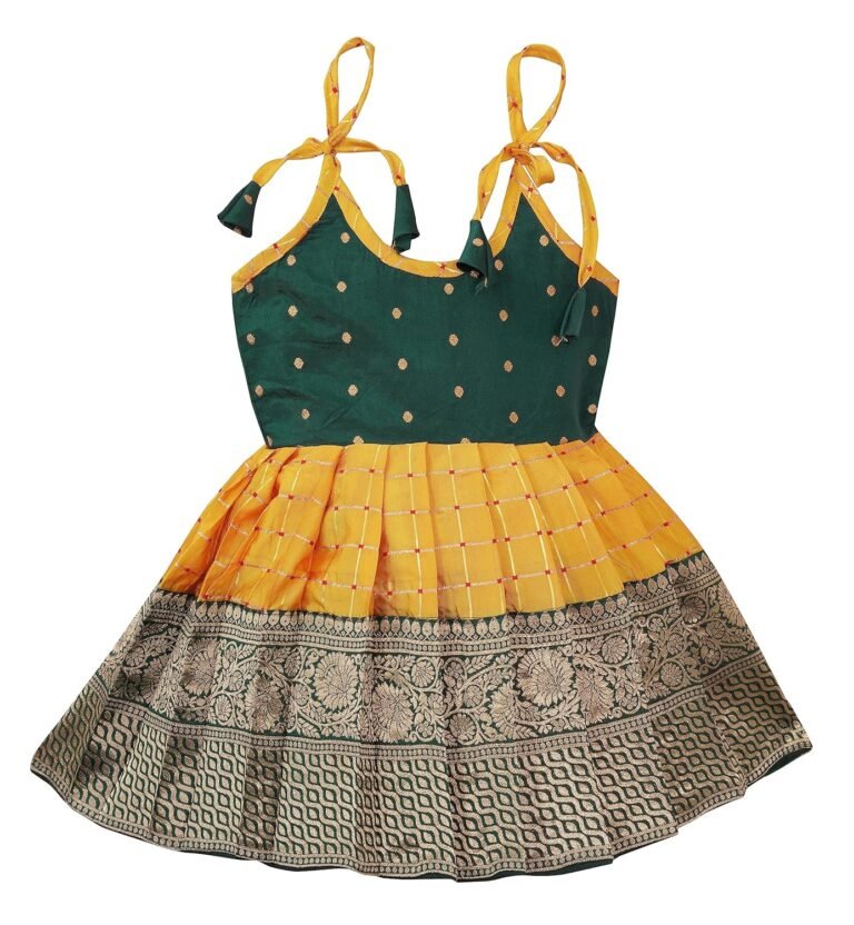PW PLATYPUS WORLD New South Indian Traditional pattu Pavadai Tapeta Silk Frock for Baby Girls