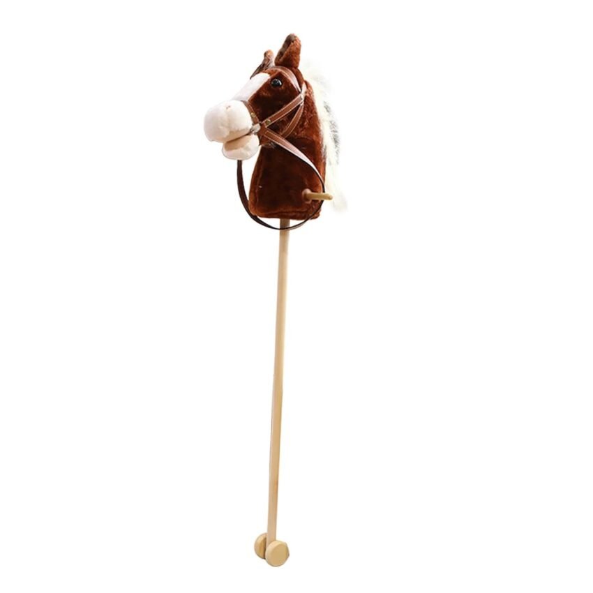 Club Bollywood®Stick Horse Pretend Play Fun Handcrafted Hobby Horse for Children Boys Girls Coffee with Wheels|Baby | Toys for Baby |1 Plush Stick Horse