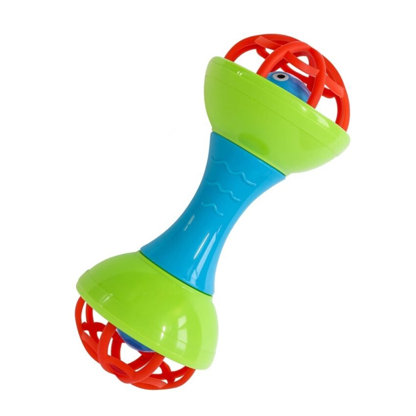 Baby Rattle Toy for Newborn & Infants | Colorful Dumbbell Shaped Teether & Grasp Toy | BPA Free Plastic | Sensory Development Toy for Babies 0–12 Months