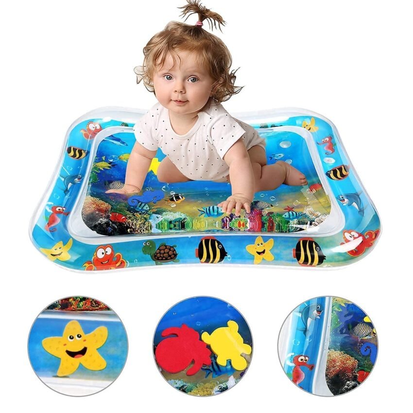 Tec Tavakkal Baby Kids Water Play Mat Toys Inflatable Tummy Time Leakproof Water Play Mat, Fun Activity Play Center Indoor and Outdoor Water Play Mat for Baby Random Design (Baby Water Mat)