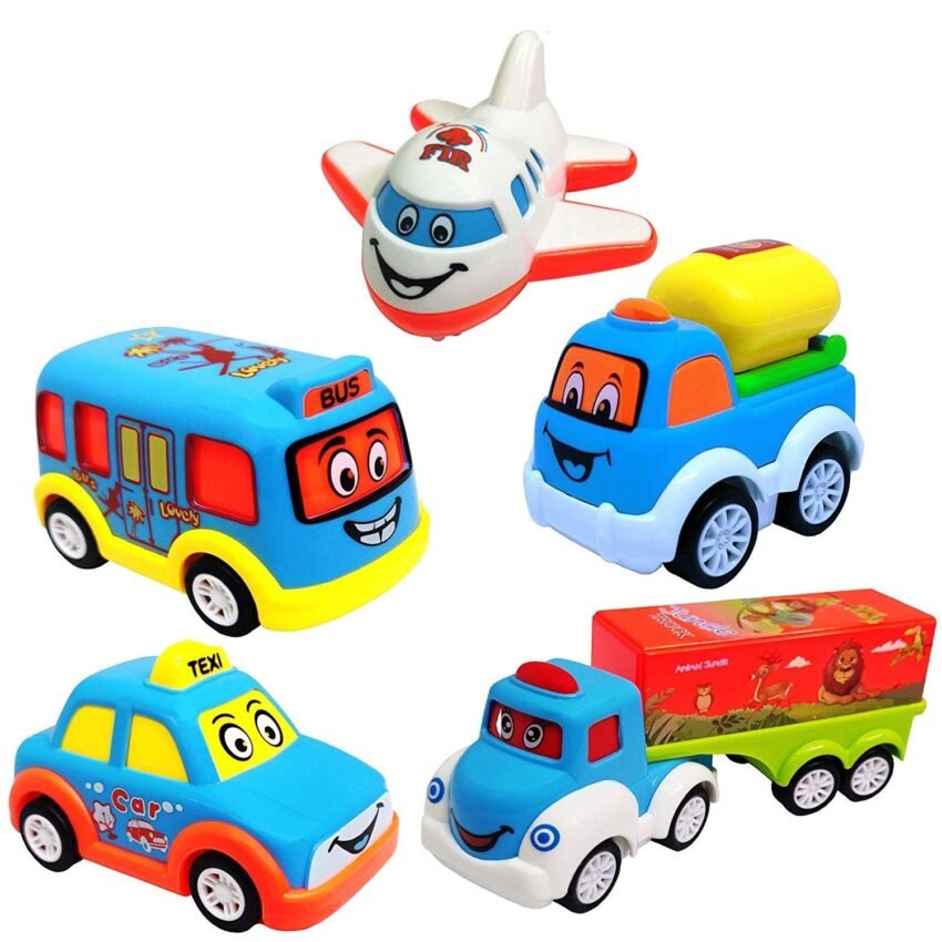 Storio Unbreakable Pull Back Vehicles| Push And Go Crawling Toy For Kids & Children, Power Friction Cars For 3+ Years Old Boys|Girls – Set Of 5 – Multicolor