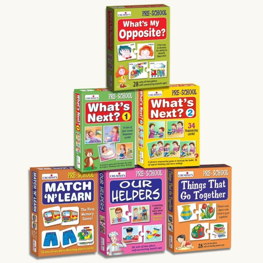 Creative’s Pre-School Skill Builder Kit | 6 Educational Games Bundle Pack | Matching, Opposites, Sequencing & Logical Thinking | Ages 3–6 Years