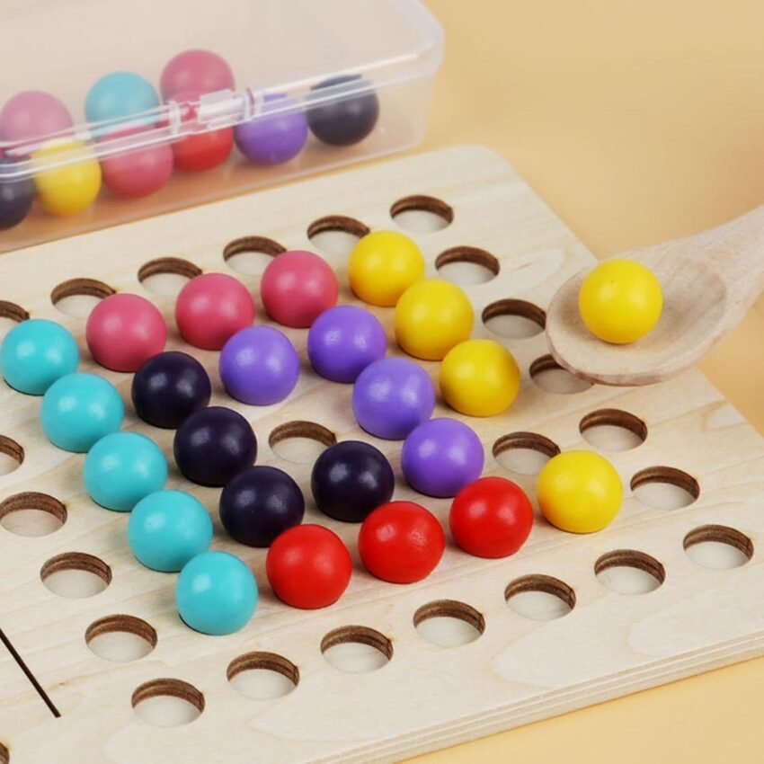 Wooden Board Bead Game Montessori Sorting Toy for 3+ Year Old Children Gifts|Baby | Toys for Baby |Developmental Baby Toys|1 Set Wooden Board Bead Game