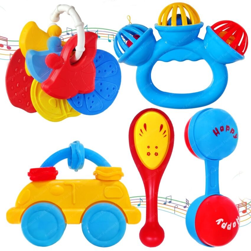 FunBlast Rattles for Babies – Pack of 7 Pcs Rattle Toys for Baby and Toddlers, Sound Rattle Toy for New Born Baby, Infants Toys, Early Development Toys for 3+ Months Babies