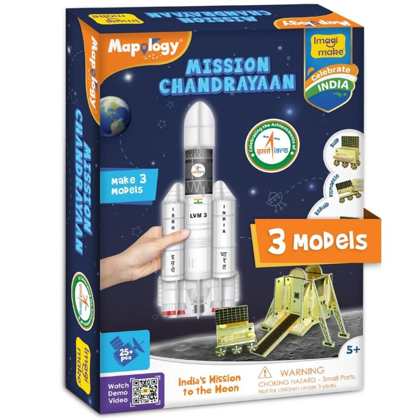 Imagimake Mapology Chandrayaan | ISRO Rocket Model & Satellite | Astronaut Toy | Educational Toys for Kids 5+Years | 3D Puzzles | Gifts for 5 Year Old Boy & Girl| Multicolour