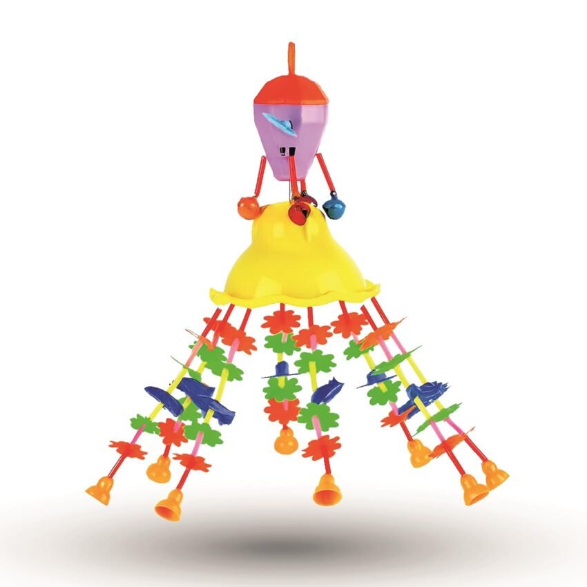 Ratna’s Merry Go Round for Infants No.11, Attachable to Cradle or Window, Soothing Music and Various Shapes for Developing Imagination and Thinking Skills (Multicolour)