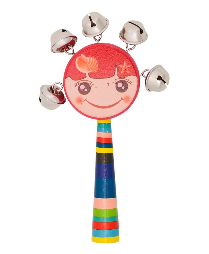 Little Mind Wooden Rattles Toys for New Born Baby, Just Born Babies Toys, Infants, Kids – Set of 5 pcs -Non Toxic Multicolor – Discover Sounds, Develops Sensory Skills