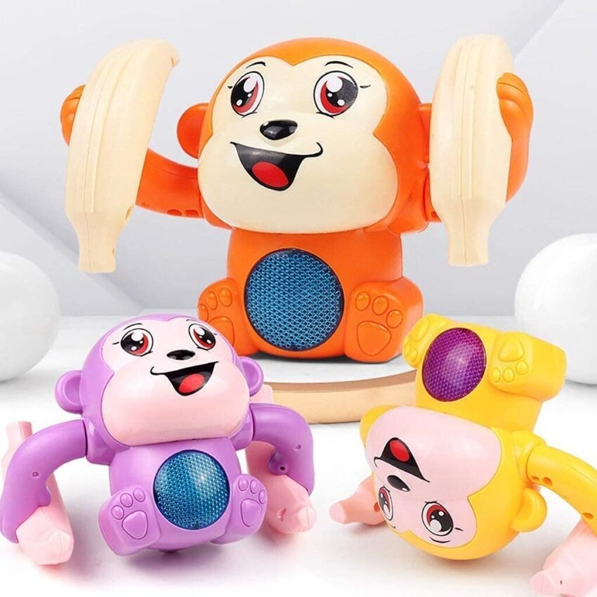 Musical Monkey Toy with 3D Lights & Music, Toys for Babies New Born Baby Toy Baby Spinning Rolling Doll Tumble Toy with Voice Control Musical Light and Sound Effects with Sensor, Multicolor