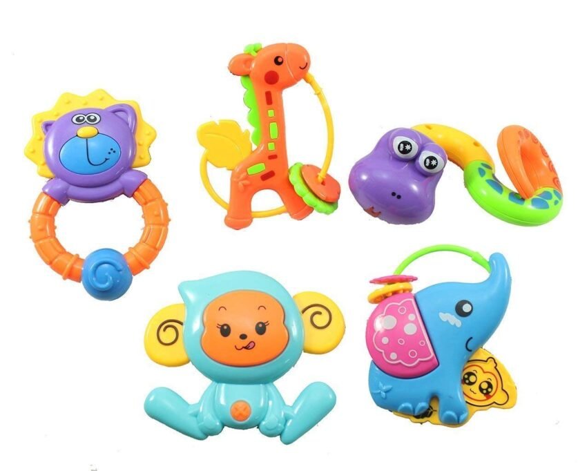 Storio Lovely Colourful Rattle for Babies Rattle Toys – Pack of 5 (Multicolour)