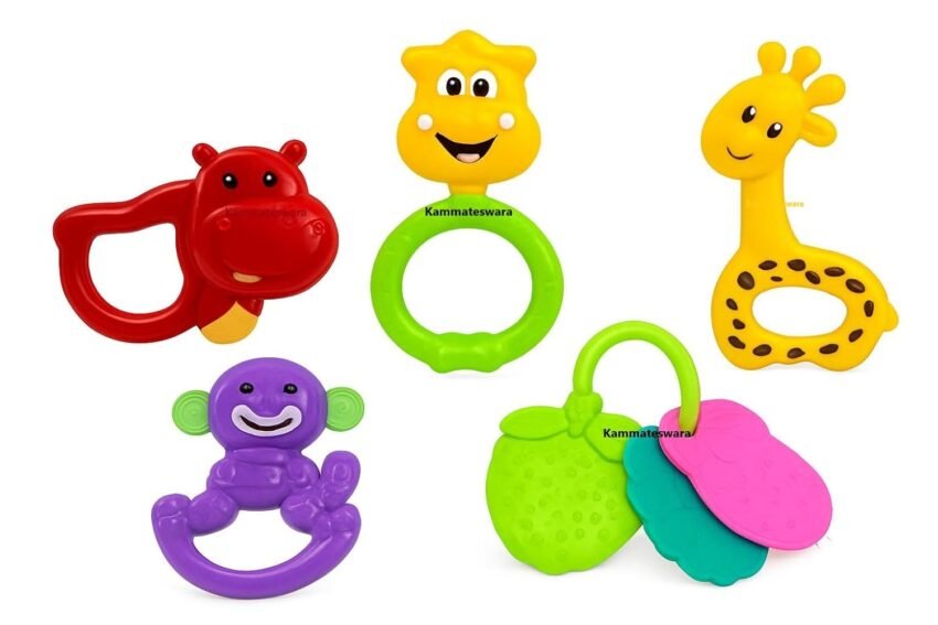 Kammateswara Baby Rattle Set of 5 Colorful Rattles Toys for Infants & Toddlers | Lightweight,Safe & Non-Toxic Toys for Early Development(Multicolor)