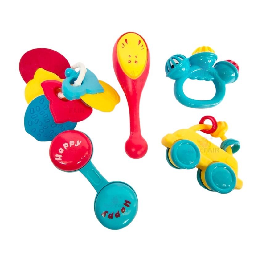 Plastic Baby Rattles Toys Set, Infant Grab Shake Rattle, Sensory Teether, Development Learning Music Sound Toy, Newborn Birthday Gift (Multi-08)