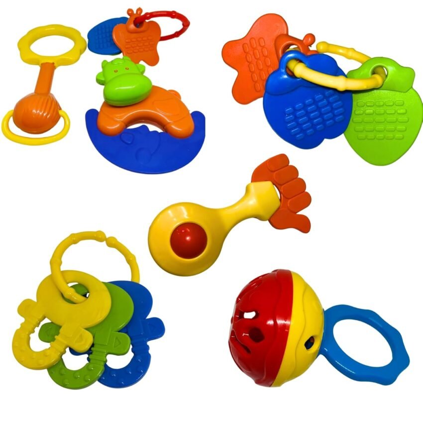WooZee.. Woozee Colourful Infant Plastic Non-Toxic Rattles And Teethers,Set Of 6 Pieces,For New Borns,Baby,Kid Multi-Colour