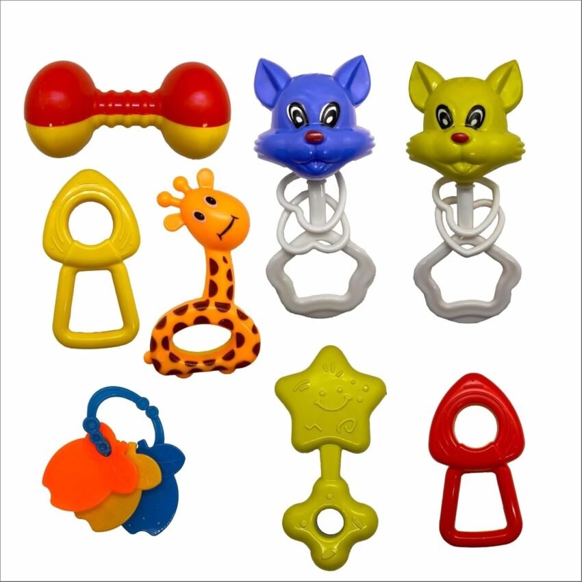 Colorful Baby Rattles Toys Set | 8 PCS Infant Rattles & Teethers for Babies 0-12 Months | Lightweight Easy Hold | Early Development New Born Baby Toys