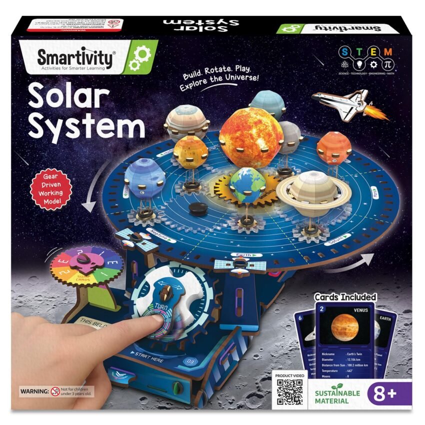 Smartivity DIY Solar System Kit | Gear-Driven Working Model of Planets | Birthday Gift for Boys & Girls 8-14 YearsI Build, Rotate & Explore Astronomy | Learn Solar System & Science Facts